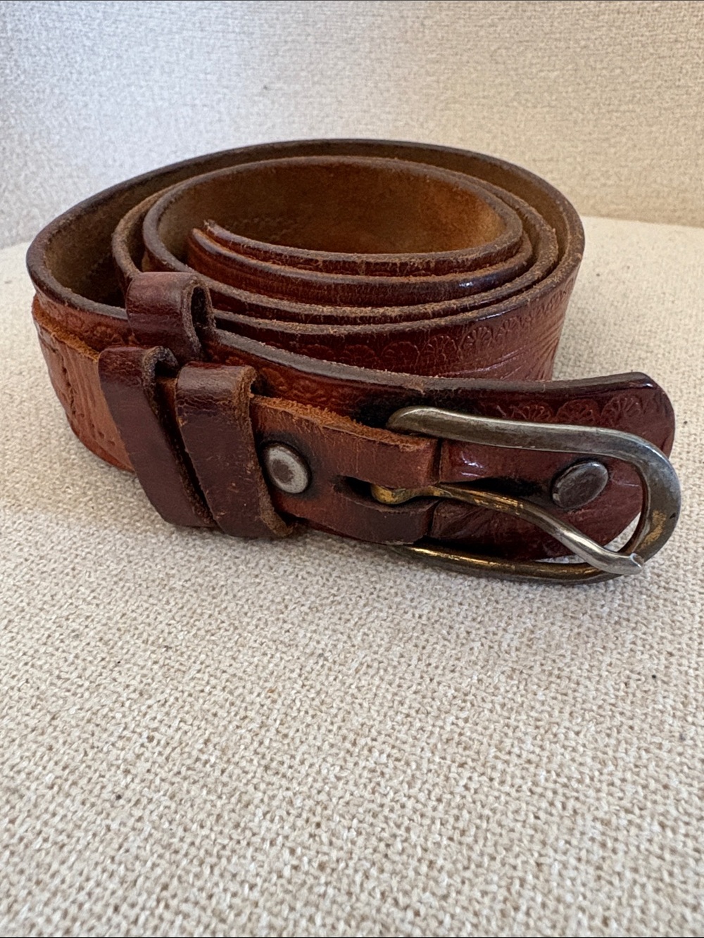 Vintage split tail Brown Leather Belt